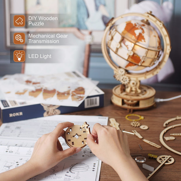 Luminous Wooden Globe Puzzle