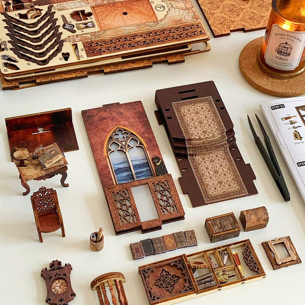 Miniature Wooden Magical Book Set