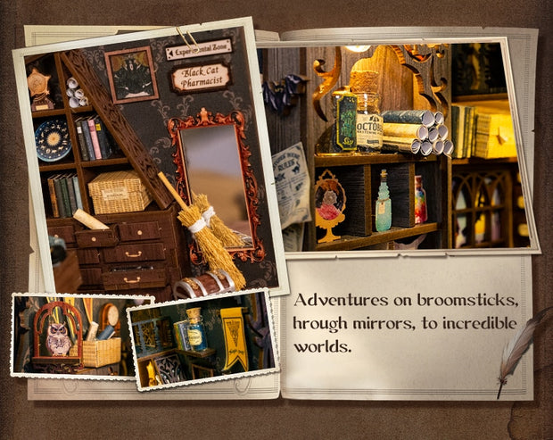 Miniature Wooden Magical Book Set