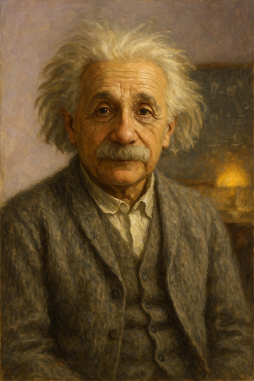 albert einstein portrait, an AI generated character