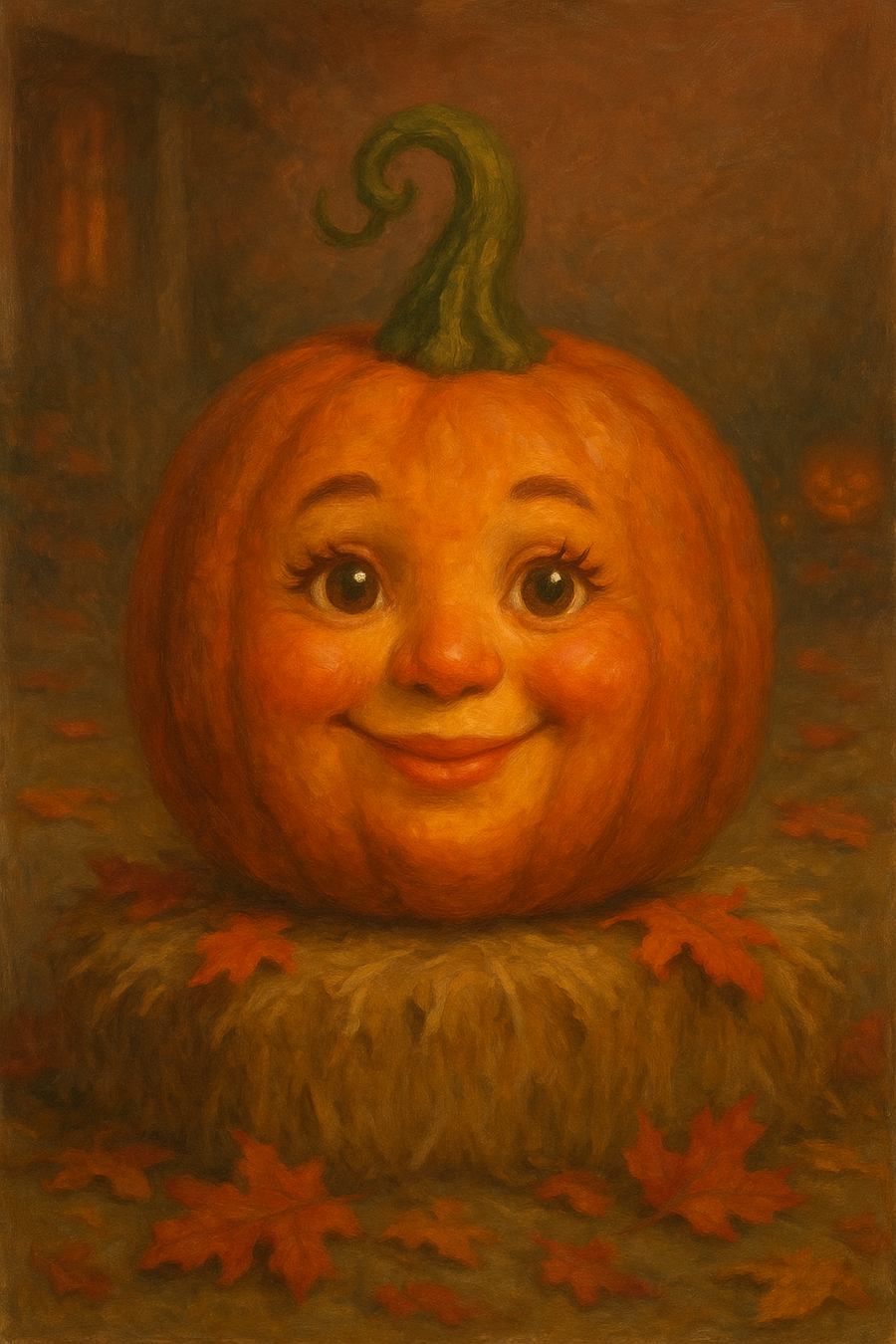 Jack the Jack-o'-Lantern: original AI portrait. An imagined AI performance, not an authentic recording.