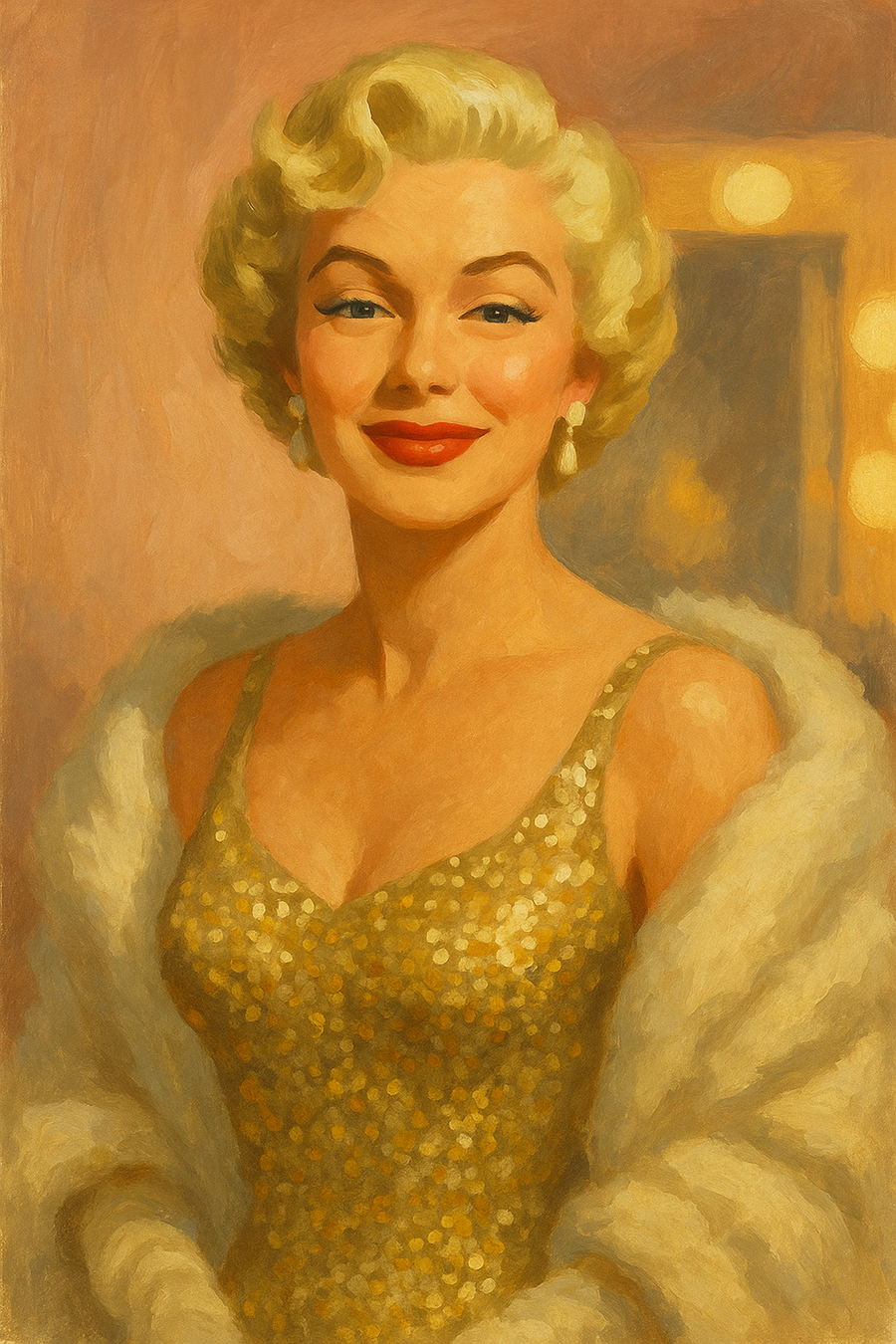 Marilyn Monroe: original AI portrait. An AI generated character, not the real person.