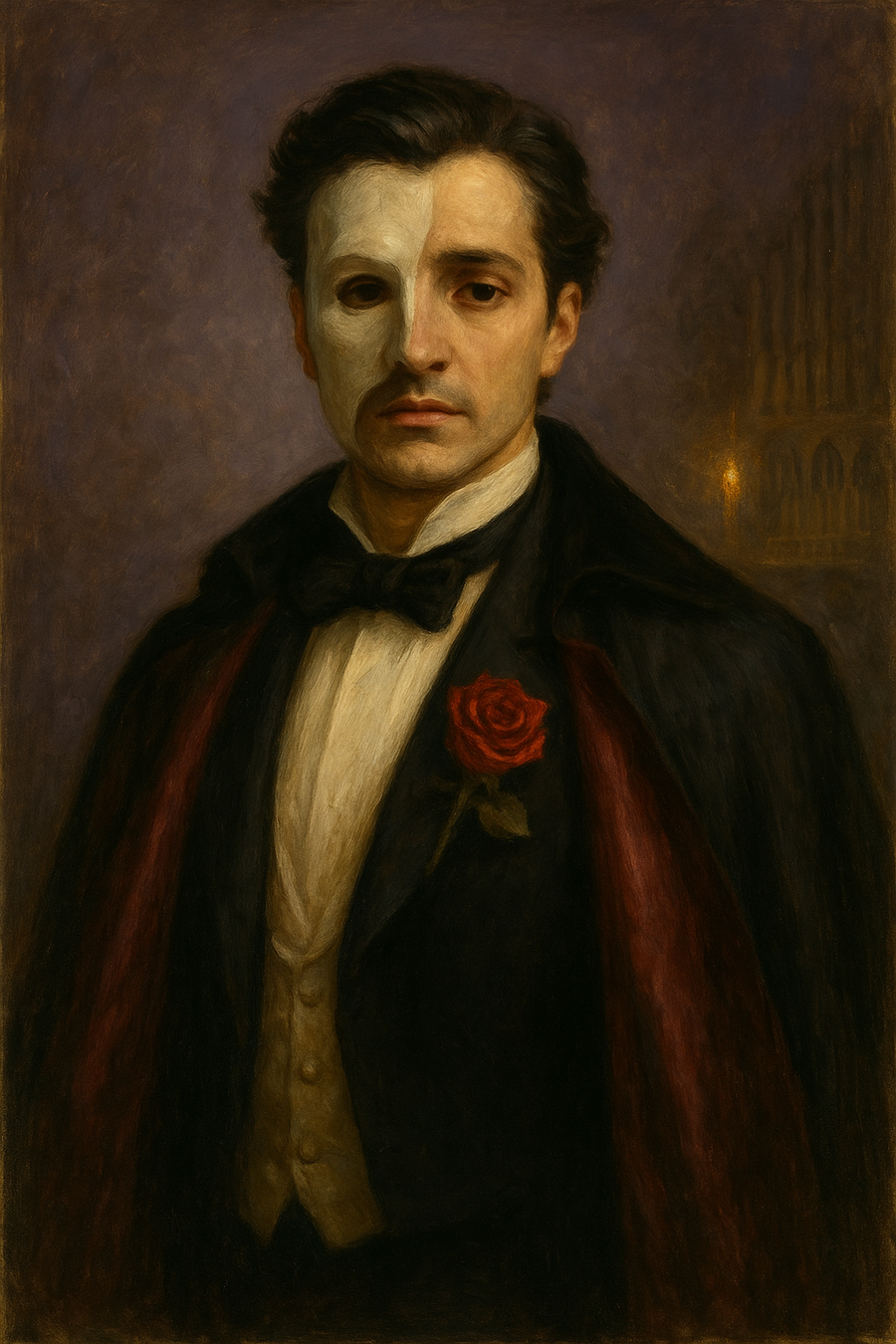 The Phantom of the Opera: original AI portrait. An imagined AI performance, not an authentic recording.