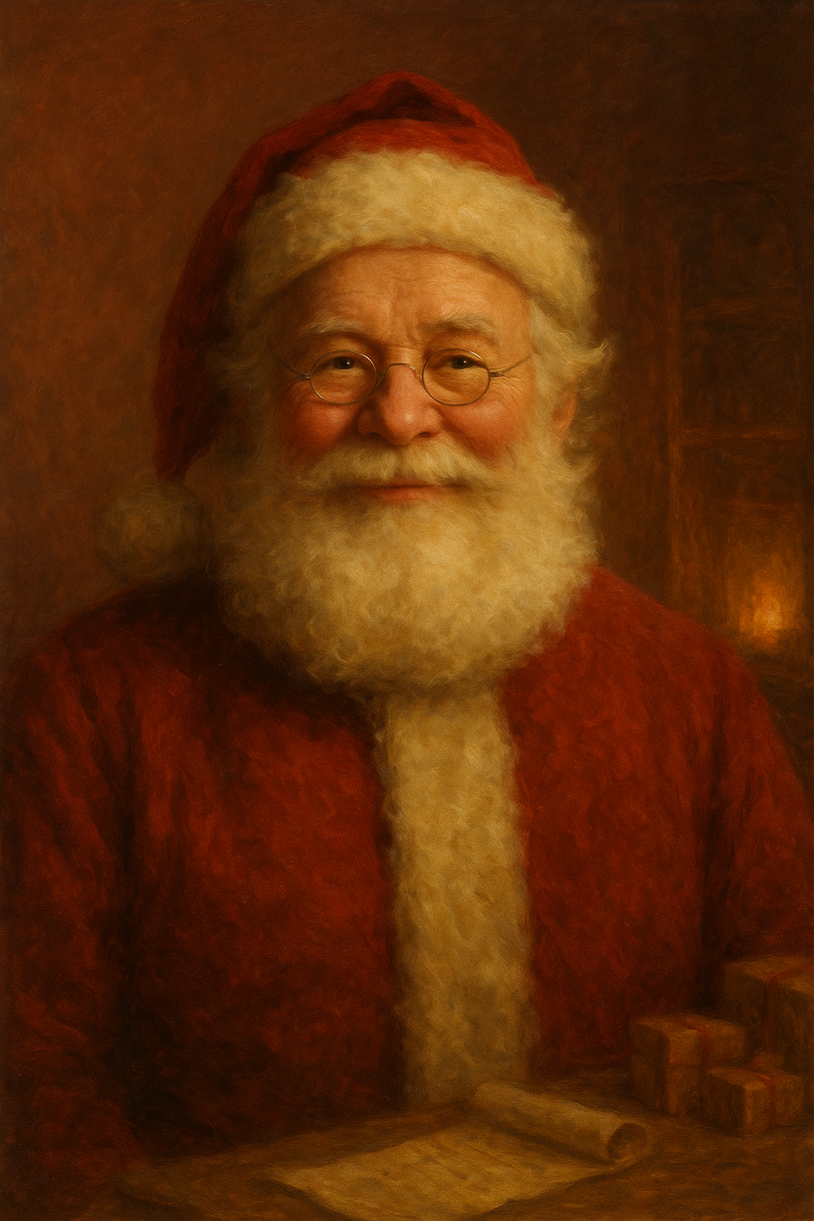 Santa Claus: original AI portrait. An imagined AI performance, not an authentic recording.